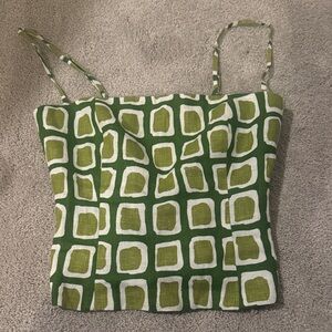 Reformation Green Geometric Print Women's Top